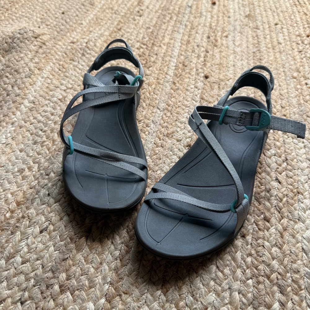 Teva Zirra Grey Teal Strappy Athletic Hiking Sandals Womens Size 8 Waterproof